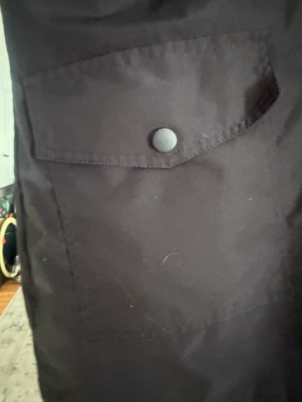 Women's Black Hooded rain Coat with Striped Lining - Picture 7 of 9